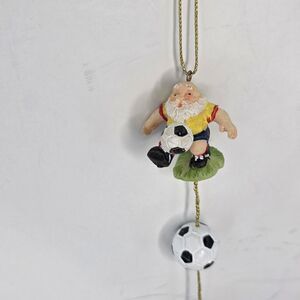 Soccer Santa Christmas Ornaments Soccer Balls Set of 2 Hanging Resin Figurines